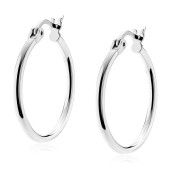 Cercei rotunzi argint Ø25 mm x 2 mm Classic Hoops DiAmanti KHR225R-DIA